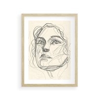 Plakat w ramie 40x50 - Konturem Uchwycone - plakat, minimalistyczny szkic - rama drewno