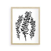 Plakat w ramie 30x40 - Spokojne Wiatrem Uginane - szkic, czarno biały - rama drewno