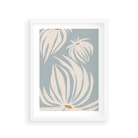 Plakat w ramie 50x70 - Kwiatowe Kształty - kwiaty, nowoczesne i minimalistyczne - rama biała