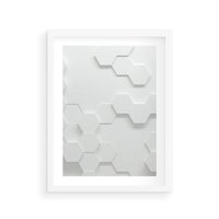 Plakat w ramie 30x40 - Przestrzenne Zabawy - geometryczne, 3D - rama biała