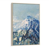 Obraz w ramie 80x120 - Majestat Błękitnych Szczytów - olejny obraz, górski pejzaż - rama drewno