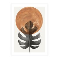 Plakat bez ramy 21x30 - Natura a Sztuka - liść monstery, czarna grafika