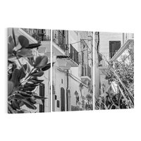 Obraz na płótnie 120x80 - Nadmorska Uliczka - czarno białe zdjecie, uliczka w nadmorskim mieście