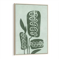 Obraz w ramie 80x120 - Nurtująca Zieleń - abstrakcyjny zielony motyw, skandynawski design - rama drewno