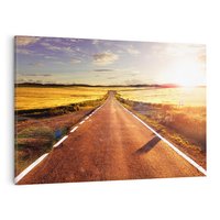 Obraz na płótnie 120x80 - Droga ku zachodowi słońca - droga, zachód