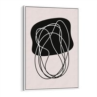 Obraz w ramie 50x70 - Abstrakcyjne Harmonie - abstrakcyjne szkicowane linie, minimalizm - rama biała