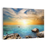 Obraz na płótnie 100x70 - Zachód słońca na plaży - plaża, zachód