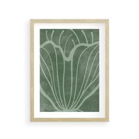 Plakat w ramie 50x70 - Zieleń Kształtująca Spokój - zielony plakat, roślinne inspiracje - rama drewno