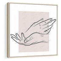 Obraz w ramie 50x50 - Wibracje Nieprzewidywalnych Form - bogo plakat, dłonie - rama drewno