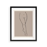 Plakat w ramie 30x40 - Intrygujące Szkice - mnimalistyczny akt kobiecy, beżowa tonacja - rama czarna