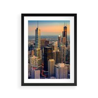 Plakat w ramie 50x70 - Wieżowce Nowego Jorku - Manhattan, wieżowce - rama czarna