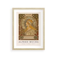 Plakat w ramie 40x50 - Mucha: Reprodukcja i Typografia na Plakacie - reprodukcja, alfons mucha - rama drewno