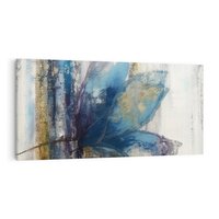 Obraz na płótnie 140x70 - Tekstura Kwiatu - olejny obraz, niebieski kwiat