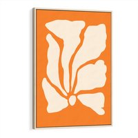 Obraz w ramie 50x70 - Wibracje Barw - abstrakcyjny boho plakat, pomarańczowe tło - rama drewno