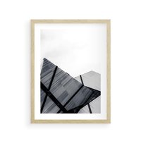 Plakat w ramie 30x40 - Nowoczesna Metropolia - architektura, proste linie - rama drewno