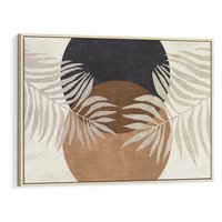 Obraz w ramie 70x50 - Kompozycje ukrytych myśli - symetria, dwa koła po środku - rama drewno