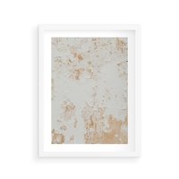 Plakat w ramie 40x50 - Beżowa Ściana z Łuszczącą Się Farbą - stara ściana, beżowa - rama biała