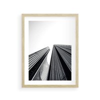 Plakat w ramie 40x50 - Monochromatyczna Wizja - architektura, wysoki wieżowiec - rama drewno
