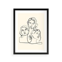 Plakat w ramie 30x40 - Trzy Kobiety - 3 kobiety, antyczny posag - rama czarna