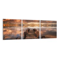 Obraz na płótnie 90x30 - Spacer po molo nad jeziorem - molo, jezioro