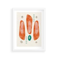 Plakat w ramie 50x70 - Księga Barw - abstrakcyjne formy, dominujący kolor pomarańczowy - rama biała