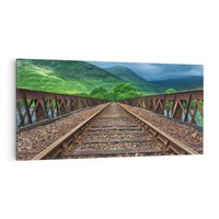 Obraz na płótnie 120x60 - Most Kolejowy - Tropy Podróży w Nocnej Ciszy - most, kolej