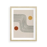 Plakat w ramie 40x50 - Czysta Refleksja - abstrakcyjna sztuka, boho kształty - rama drewno
