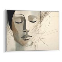Obraz w ramie 70x50 - Tylko Zamknij Oczy - twarz kobiety, zamknięte oczy - rama biała