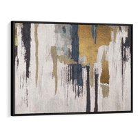 Obraz w ramie 70x50 - Odyseja w świetle i cieniu - abstrakcja, porysowana ściana - rama czarna