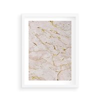 Plakat w ramie 40x50 - Beżowy Marmur i Złoto - marmur, beżowy marmur - rama biała