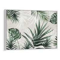Obraz w ramie 100x70 - Tropikalne Akwarele - tropikalne liście, akwarela - rama biała