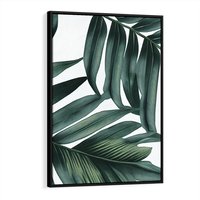 Obraz w ramie 70x100 - Ruchome liście czasu - liście palmy, tropikalne - rama czarna