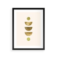 Plakat w ramie 30x40 - Harmonijne Odbicia - geometryczne złote kształty, tekstura - rama czarna