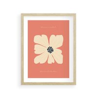 Plakat w ramie 30x40 - Malowane Kolorowe Echa - minimalistyczna grafika, biały kwiat na różowym tle - rama drewno
