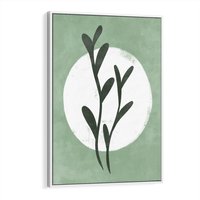 Obraz w ramie 80x120 - Kształty Zielonego Ukojenia - zielony plakat, roślinne motywy - rama biała