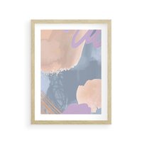 Plakat w ramie 40x50 - Rozmyte Akwarelowe Marzenia - abstrakcyjne akwarelowe plamy, pastele - rama drewno