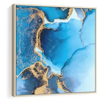 Obraz w ramie 50x50 - Elegancja i Wyrafinowanie - marmur, złoto - rama drewno