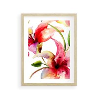 Plakat w ramie 30x40 - Kwiaty w akwareli - delikatne piękno - kwiaty, akwarela - rama drewno