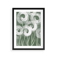 Plakat w ramie 40x50 - Spokojne Plamy Natury - zielony plakat, roślinne motywy - rama czarna