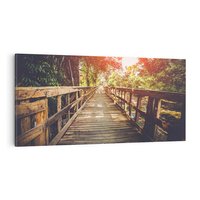 Obraz na płótnie 120x60 - Optyczne wrażenie na drewnianym moście - most, drewniany