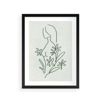 Plakat w ramie 30x40 - Odbicia Zielonego Raju - zielony odcień, abstrakcja - rama czarna