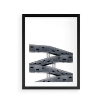 Plakat w ramie 50x70 - Monochromatyczna Sztuka Nowoczesnych Budynków - architektura, nowoczesne formy - rama czarna