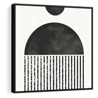 Obraz w ramie 50x50 - Księga Wibracji - abstrakcyjne czarno białe formy, minmalizm - rama czarna