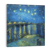 Obraz na płótnie 40x40 - "Starry Night Over the Rhone" (1888) Vincent van Gogh - Reprodukcja - reprodukcja, obraz na płótnie