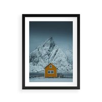 Plakat w ramie 30x40 - Urok Norweskich Domków - Skandynawia, Norwegia - rama czarna