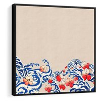 Obraz w ramie 50x50 - Japońska Harmonia: Falujące Kwiaty - japonia, orientalne kwiaty wiśni - rama czarna