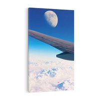 Obraz na płótnie 80x120 - Samolot ku Księżycowi - samolot, ksieżyc