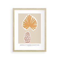 Plakat w ramie 30x40 - Kwiatowa Kreatywność - tropikalny liść w wazonie, typografia - rama drewno