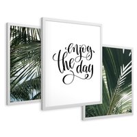 Zestaw obrazy w ramie 30x40 galeria - Palmy, pozytywe, myślenie - rama biała