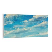 Obraz na płótnie 120x60 - Oddechy niebiańskiej materii - olejny obraz, smugi farby przypominają obłoki na błękitnym niebie